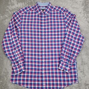 Johnston & Murphy Men's M Shirt Colorful Plaid Flip Cuff Long Sleeve Cotton